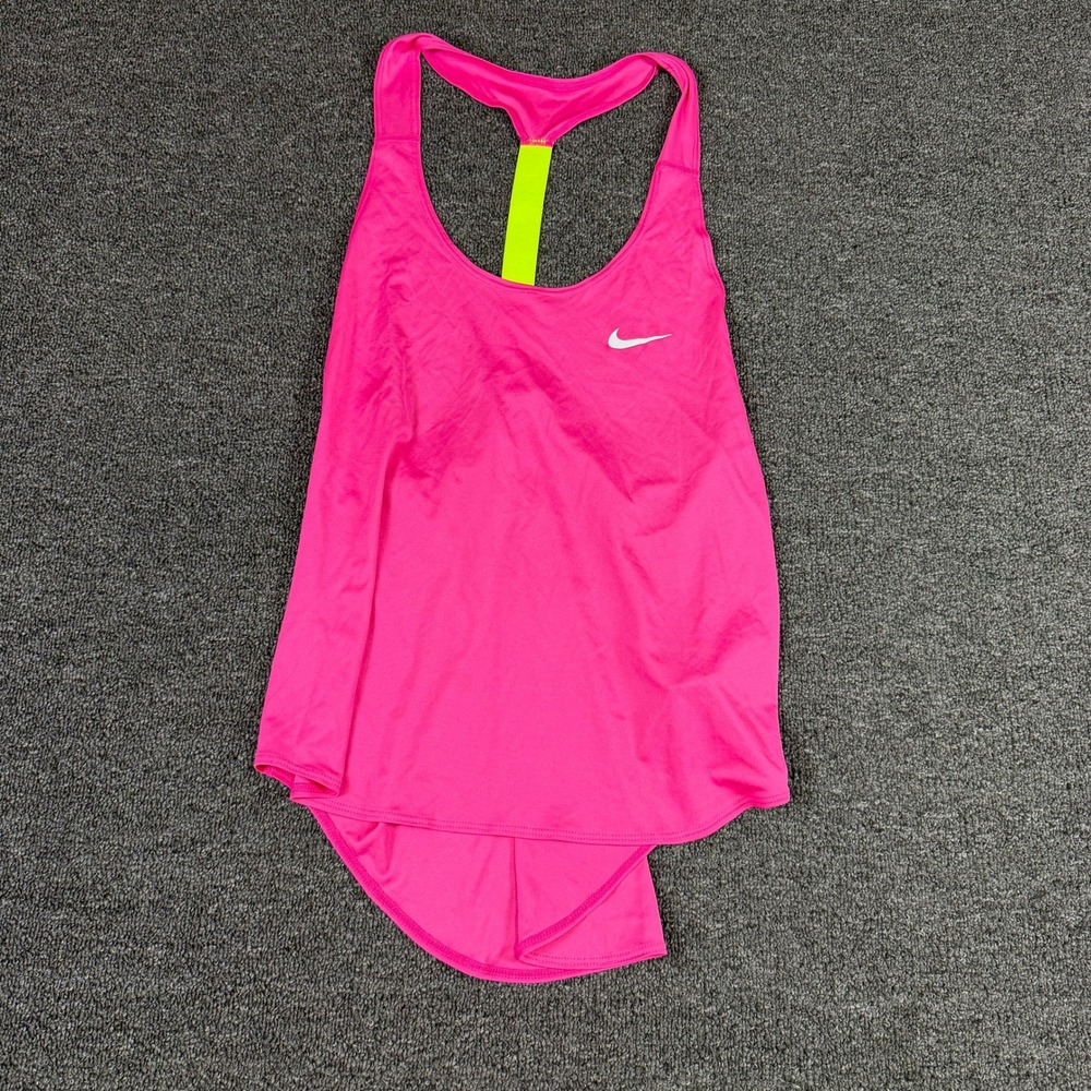 Nike Womens Elastika Tank Top Pink Neon Yellow Racerback W-52301 Size M